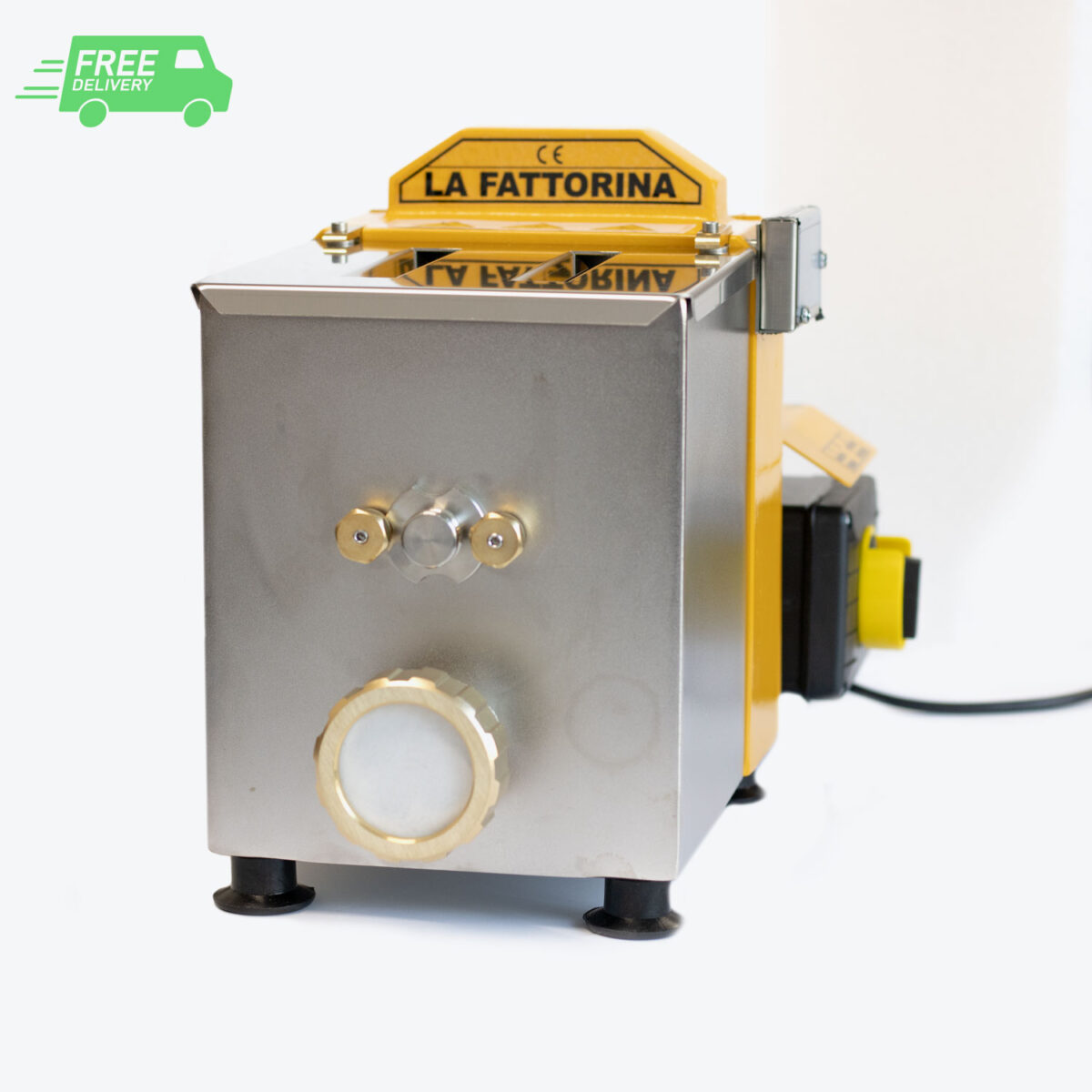 Yellow Pasta Machine LA FATTORINA with Reduction Ring N°010 + three  Premium Die
